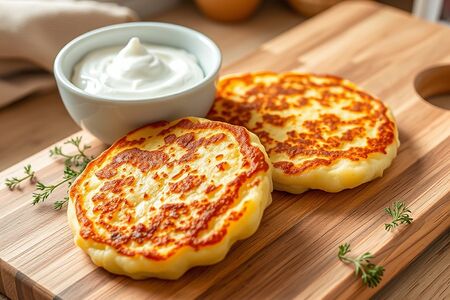 Картофельные оладьи со сметаной