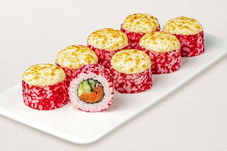 Лосось с моцареллой запеченный ролл