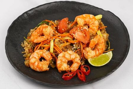 Рис с креветками в соусе том ям