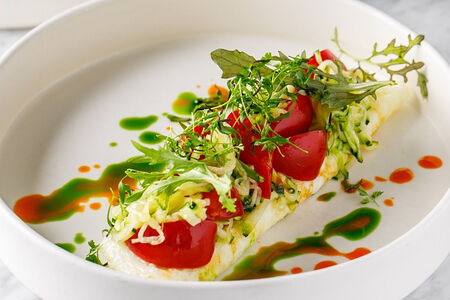 Белковый омлет с цукини и узбекскими томатами