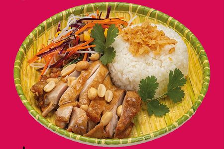 Куриный окорочок в фирменном соусе с рисом