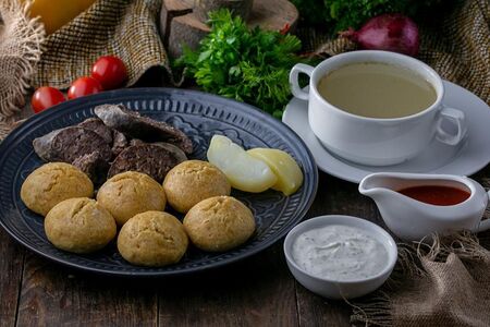 Кукурузный хинкал с сушеной колбасой