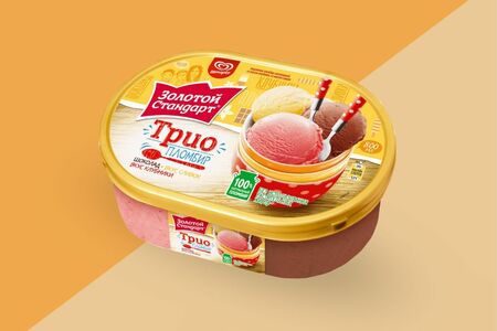 Пломбир Золотой стандарт клубника, шоколад и ваниль