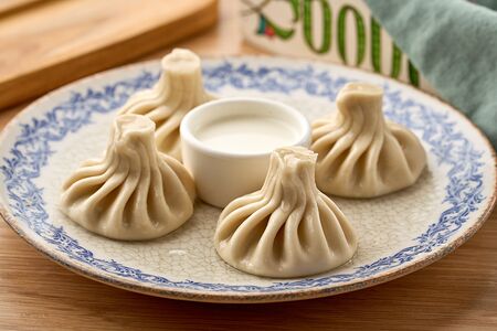 Чкмерули-хинкали с цыплёнком и грибами