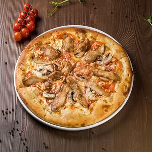 С цыпленком и грибами