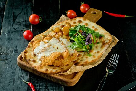 Цыпленок с овощами и фокаччей