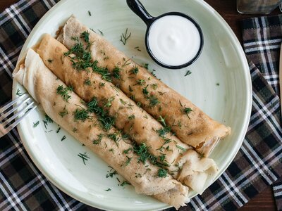 Блинчики с ветчиной и сыром