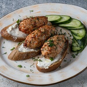 Котлеты из индейки с малосольными огурцами