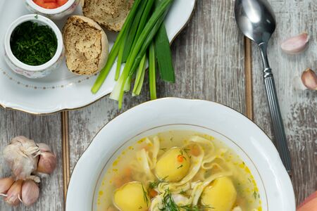 Уха из осетрины со стерлядью холодного копчения