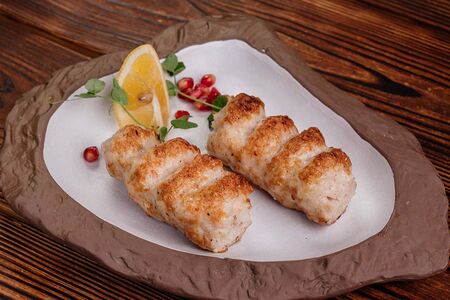 Кебаб из креветок с судаком