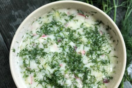 Окрошка с ветчиной на кефире