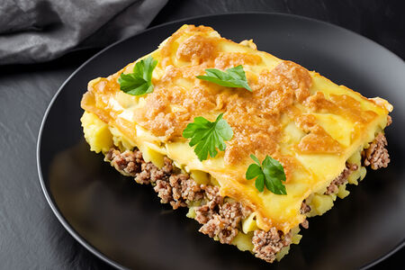 Запеканка со свининой и говядиной