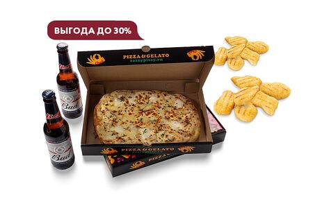 Комбо с пиццей, закуской и напитком на двоих