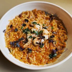 Орзо, креветки