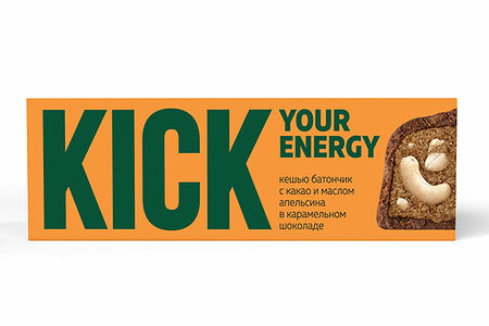 Kick кешью с какао и маслом апельсина в карамельном шоколаде