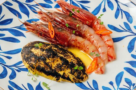 Жженый манго, сладкая креветка