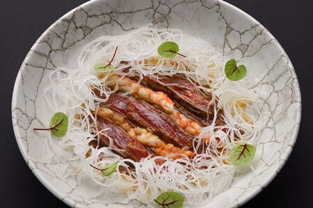 Татаки из говядины с лангустином