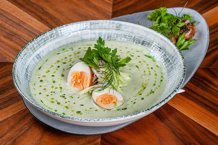 Липецкая окрошка на белом квасе с ростбифом