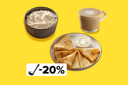 Завтрак с блинчиками домашними и кашей