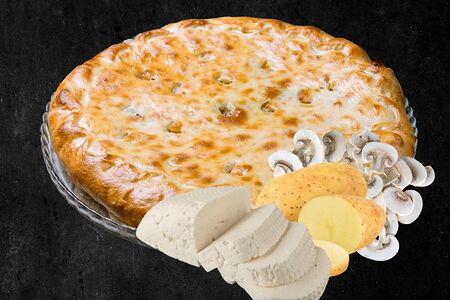 Пирог с картофелем, сыром и грибами