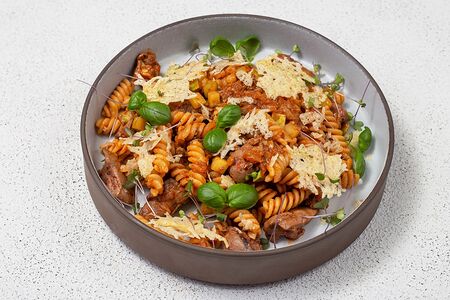 Фузилли с куриной печенью