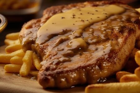 Куриный стейк под грибным соусом