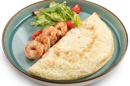 Омлет с креветками и сыром креметте