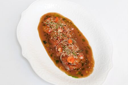 Карпаччо из лосося с цитрусовой заправкой