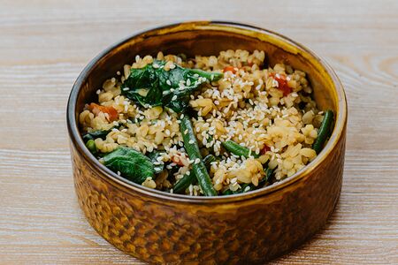 Булгур с печеным перцем