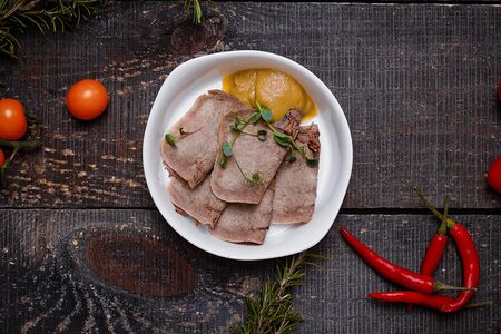 Язык говяжий с горчицей