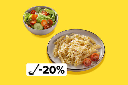 Обед с макаронами с сыром