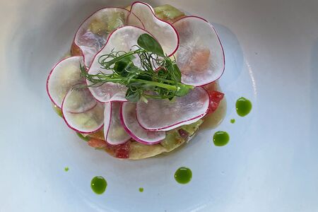 Тартар из лосося с авокадо и томатом