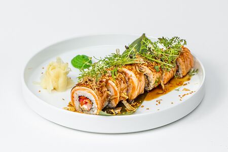 Опаленный лосось и креветка темпура