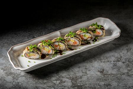 Горячий ролл лосось/креветка