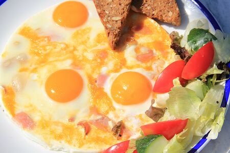 Яичница с ветчиной и беконом