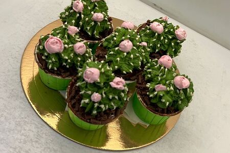 Кап-кейк цветочный кактус 6шт