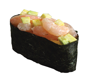 Суши креветки с авокадо