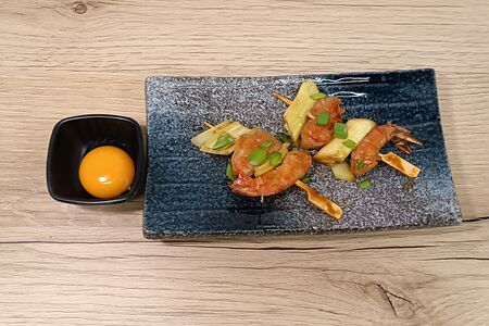 Шашлычки Якитори из креветок