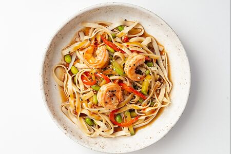 Лапша с креветками