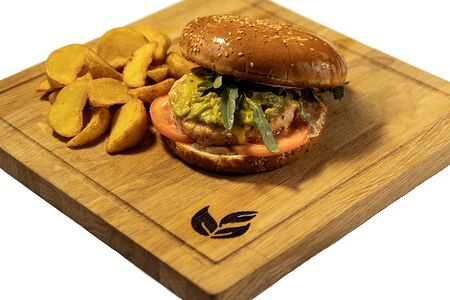 Бургер с креветками и крабом