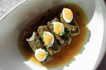 Долма с мацони и щучьей икрой