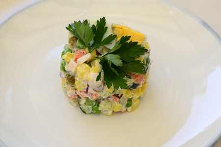 Оливье с копченой курицей