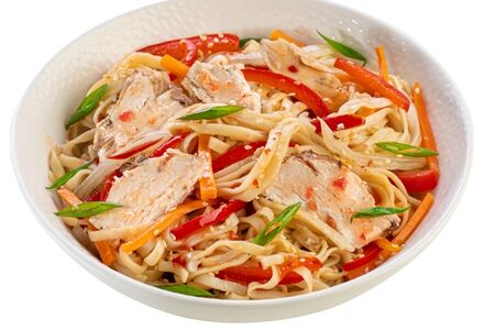 Удон с курицей в соусе терияки