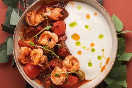 Рагу из тигровых креветок