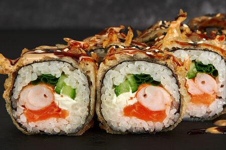 С креветкой и лососем