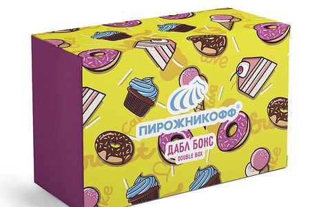 Зефир дабл бокс Ассорти в розово-желтой упаковке