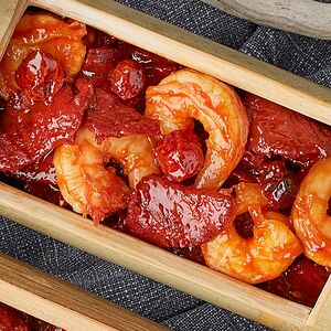 Հորթի միս մանրածովախեցգետնով բամբուկում