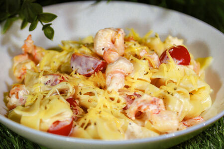 Феттучини с креветками