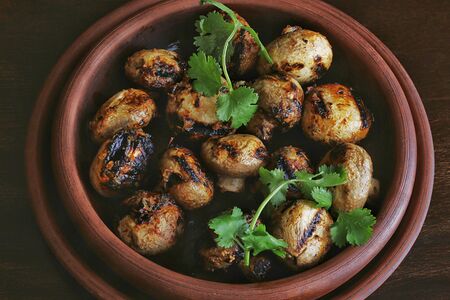 Грибы на гриле