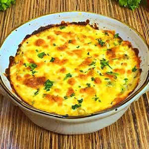 Запеканка Цветная капуста, брокколи и ветчина 